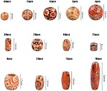 230 Pcs Printed Wooden Beads with Holes, Macrame Large Hole Beads Various Shapes Loose Wooden Beads Round Barrel Wood Beads Macrame Tube Square Wood Beads African Style Wood Beading for Jewelry Making Bracelet Necklace Hair Craft DIY