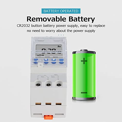7 Days Intelligent Analog Timer Switch, Din Rail Installation 85-265V 16A Programmable Digital Lcd Electronic Timer Switch Suitable For Home School, Battery Operated #TOP4
