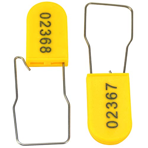 Image of Plastic Wire Padlocks Numbered Security Seal Plastic Padlock Electric Meter Seals Disposable Anti-Tamper Locks (Yellow, 1000 PCS)