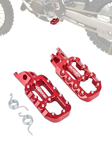 Image of JFG RACING Dirt Bike Foot Pegs,Forged 6063 Aluminum CNC Rest Pedal Footpegs for CR125 CR250 02-11 /CRF150R 07-24 /CRF250R 04-24 /CRF300L 21-24 /CRF450R 02-24 /CRF250X CRF450X CRF250RX CRF450RX-Red