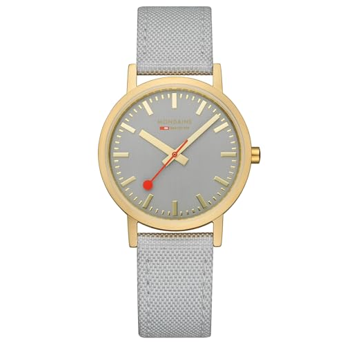 Mondaine Reloj analógico de Cuarzo para Mujer con Correa Textil A660.30314.80SBU, Gris-Oro, Correa