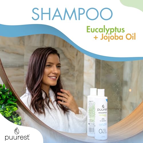 Puurest Shampoo ohne sulfate parabene und silikone, ohne alkohol, ohne salz - natural & vegan - sulfatfreies, parfümfrei - mit Eukalyptusöl & Jojobaöl, 250ml