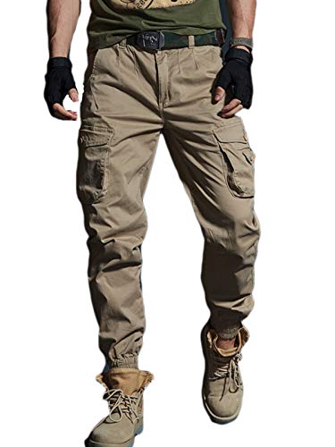 HARGLESMAN Mens Tactical Pants Fashion Joggers Multi Pockets Casual Stretch Cotton Cargo Pants Army Trousers