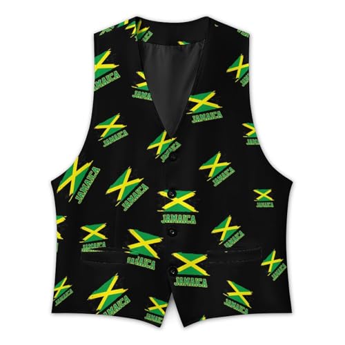 Jamaica Flag Men's Suit Vest Casual Formal Dress Vests Business Waistcoat3