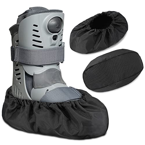 Geyoga 2 Pcs Walking Boot Cover Waterproof for Orthopedic CAM Boots, Non Slip Reusable Oxford Cloth Medical Boot Protector for Rain & Snow(X- Large,Black)