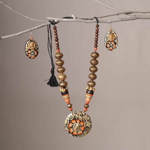 Image of AAKRITI ART CREATIONS Handcrafted Women's Jewelry Set - Ethnic Necklace and Earrings, Fashion Accessories for Special Occasions & Celebrations