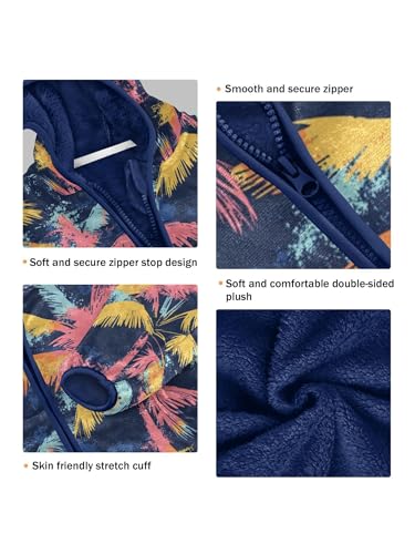 Palm Tree Graffiti Color Girls Fleece Jacket Girls Fall Jacket Boys Coats Zip Up Hoodie Children Sherpa Warm Outerwear 2-10T3