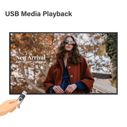 Image of AG Neovo DS4351U 43'' Commercial Digital Signage Display for Business, All-in-one, 4K UHD, 500 nits, HDMI, USB, LAN, WiFi, 3-Year Waranty, 24 /7 Operation, Portrait and Landscape