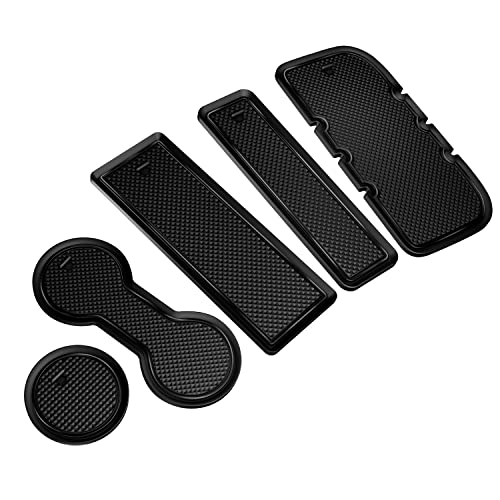 Asgohme Fit for Toyota Tacoma 2005-2015 Accessories, Upgraded Custom Non-Slip Center Console Mats, Cup Holder Insert Pads, Interior Anti-Dust Storage Liners (5-PCS, Black Trim)