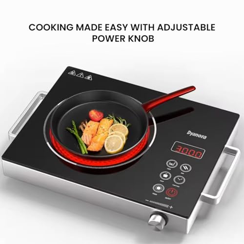 Image of Dyanora 2200W Infrared Cooktop with Crystal Glass Touch Panel | 4 Pre-Set Modes (Stir-fry, BBQ, Hot Pot, Steam) | Adjustable 60C - 600C | Digital Time & Watt Display | Classic Silver Design