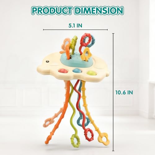 Image of Kidology Pull String Toy for Babies 6+ Months Teething Strings Sensory Montessori Toys Baby Girl,Travel Toy for 6+Months Boy Food Grade Silicone Fine Motor Skills Toy for Toddlers, Multicolor