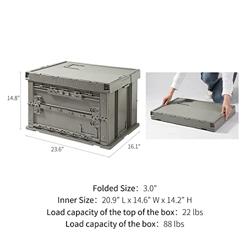 SHIMOYAMA Camping Storage Box, Foldable Storage Bin for Picnic, Home and Office Organization Containers, 75L, Celadon Green