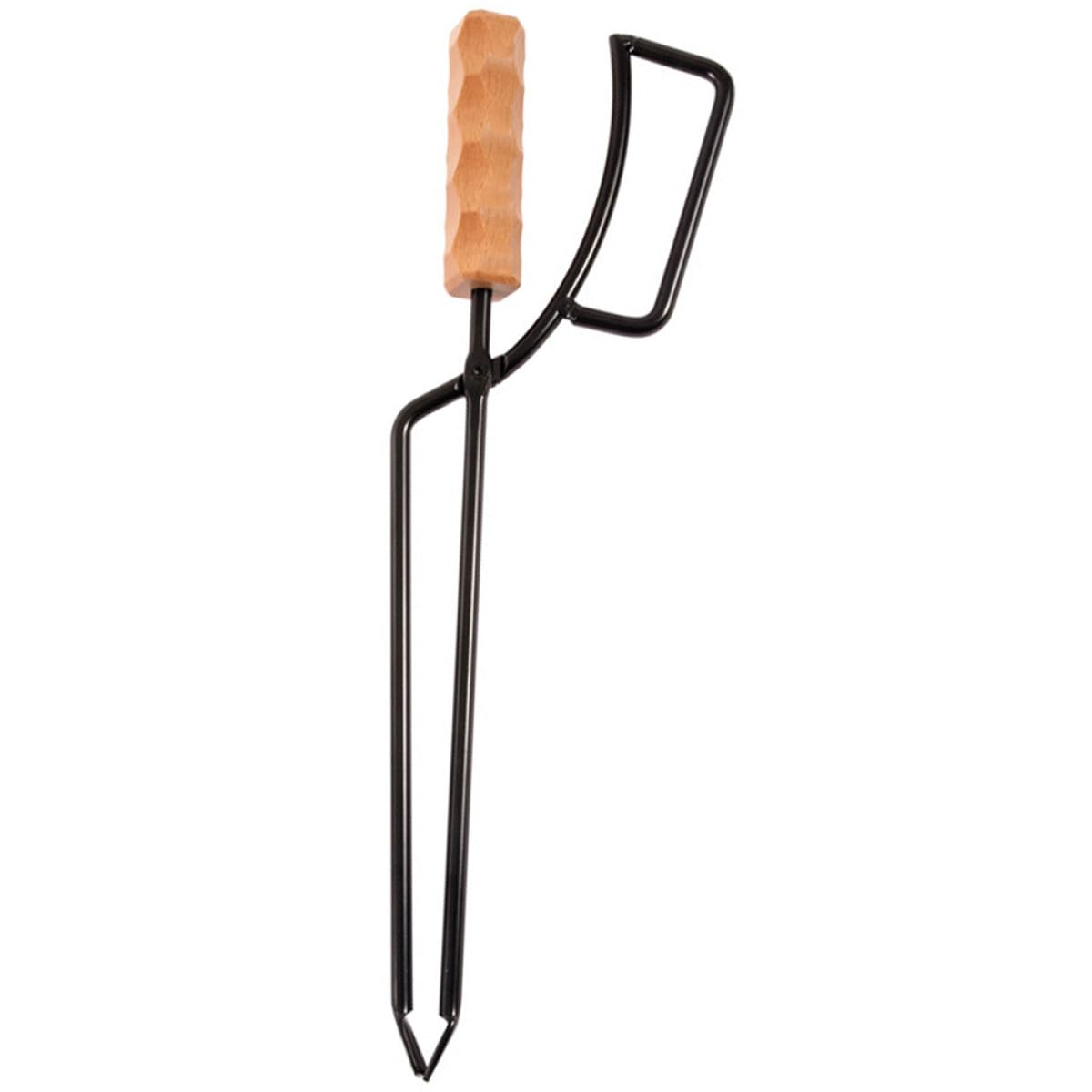 KICHOUSE Pinza per Barbecue in Ferro e Legno Manici Spessi, Pinza Allungata per Carbonella per Campeggio e Picnic, Resistente e Antiscottatura