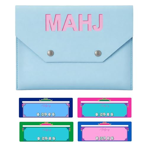 Funda de cuero para cartas Mahjong 8x6 pulgadas