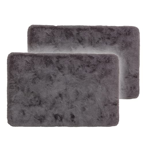 Schöner Wohnen Kollektion Badezimmerteppich 60x90 cm 2er Set – sehr Flauschige Badematte grau –...