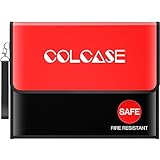 COLCASE Fireproof Document Bag 2 Pockets with Lock Silicone Coated Fireproof and Waterproof Bag Fire