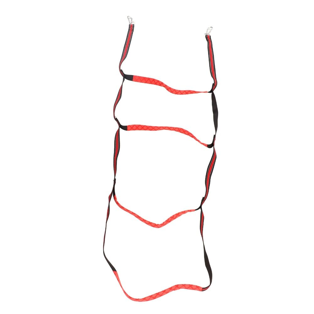 3 Step/4 Step/5 Step Nylon Boat Ladder Rope Boarding Steps Foldable Marine Boat Rope Ladder Equipment for Yachts(Red 4-Step)