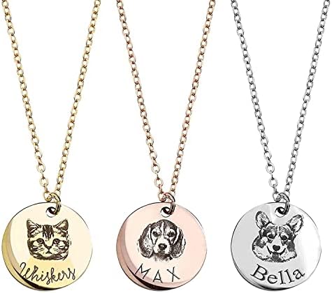 Personalized Gift for Women Pet Necklace Handmade Pet Portrait Necklace Dog Memorial Jewelry Custom Cat Dog Unique Gift for Her Dog Mom- LCN-AP