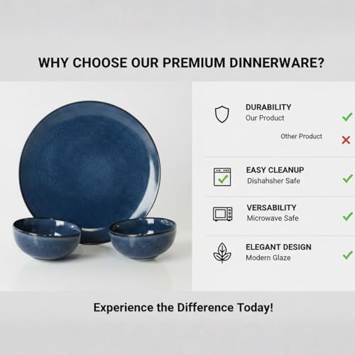 Image of Freakway Ceramic Dinner Set, 3 Piece, Cream with Brown Speckled | Round Shape, Includes 1 Dinner Plate and 2 Bowls
