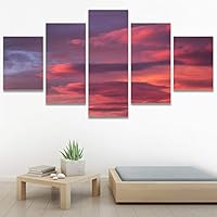 SIGNWIN 5 Panel Canvas Wall Art Colors of The Sky for Home Decorations Ready to Hang - 60