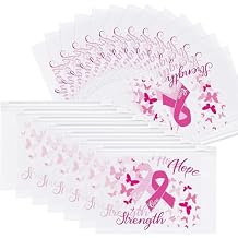 Breast Cancer Awareness Makeup Bags Set, Waterproof EVA Travel Toiletry Bags with Pink Ribbon Design, Strength, Cure, Hope, Perfect for Women and Girls, Cancer Survivor and Charity Party Gifts 100