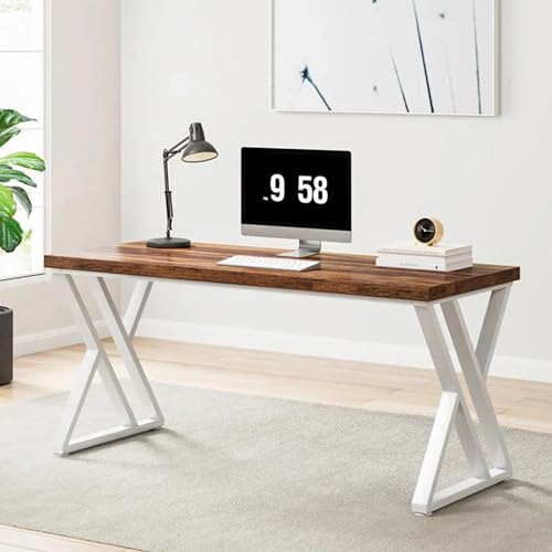 Image of Klaxon Engineered Wood Iron Study Table with Drawer, Multi-Usage Laptop Desk & Home Office (Printo-FD, DIY Installation) (White & FD, Zeno)