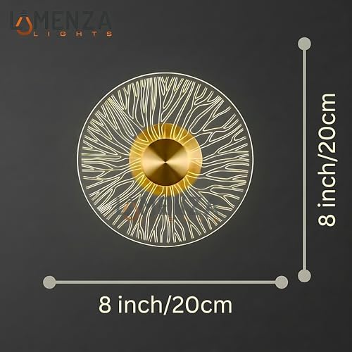 Image of Spiral Gride Glow 3-in-1 LED Wall Light | Modern Fancy Lights for Living Room, Bedroom Wall Decor, Home Decoration Items & Indoor Acrylic Round Shape Night Lamp (Golden, Pack of 1)