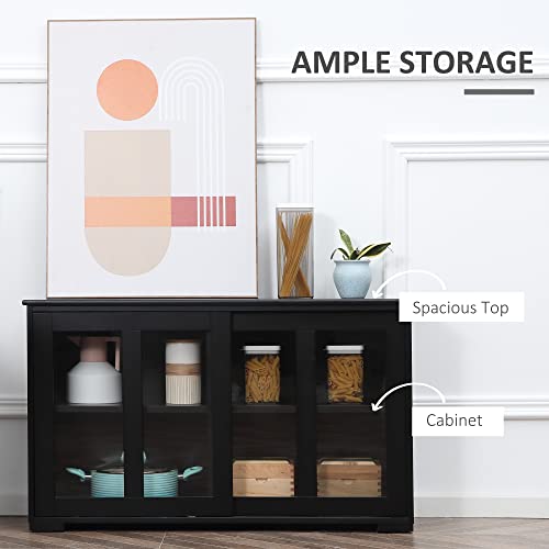 Homcom Sideboard Buffet Cabinet, Stackable Credenza, Coffee Bar Cabinet With Sliding Glass Door And Adjustable Shelf, Black #TOP3