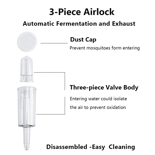 Brewland 6 Packs 3 Piece Airlocks For Fermenting With #6 Stoppers And Grommets, Air Lock Ferment For Beer Wine Making, Home Brew Bubble Airlock For Fermentation Carboy (6 Airlock+4 Bung+8 Grommet Set) #TOP2