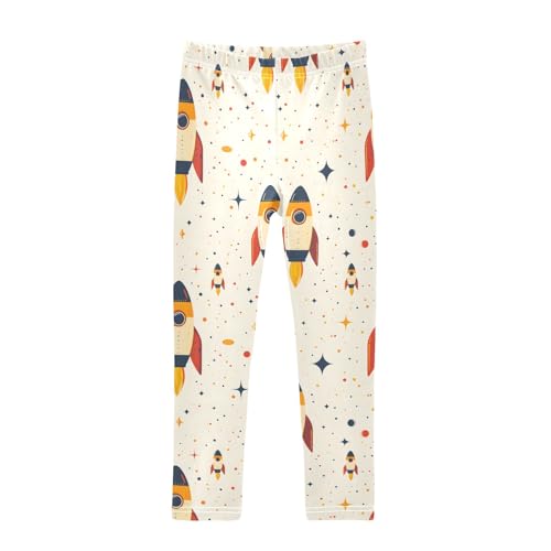 Cartoon Rocket A Girls Leggings Athletic Pants Tights Stretch Bottom