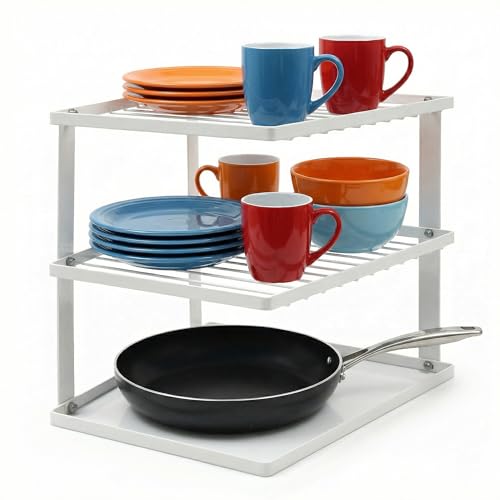 Joejis Rangement Cuisine Placard pour Etagere Placard Cuisine Rangement Vaisselle et Support Assiette 25 x 25 x 19 cm, Blanc