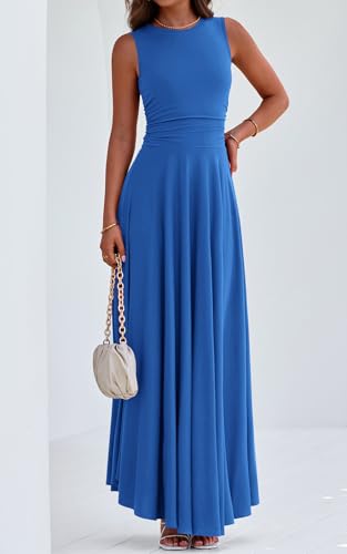 Image of PRETTYGARDEN Womens Summer Dresses 2026 Casual Sleeveless Crewneck Aline Maxi Dress Stretch Tank Flowy Long Dresses