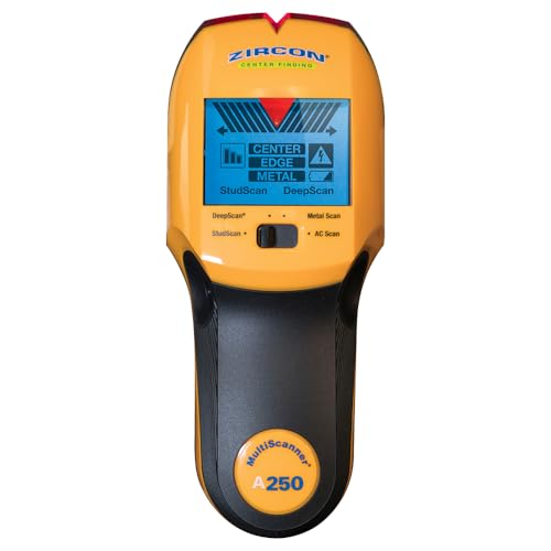 Image of Zircon MultiScanner A250 All-in-One Stud Finder & Wall Scanner with Bonus Tape Measure - Metal Detector + Live AC Wire Scanner with ACT, SpotLite Pointer & 4 Scan Modes