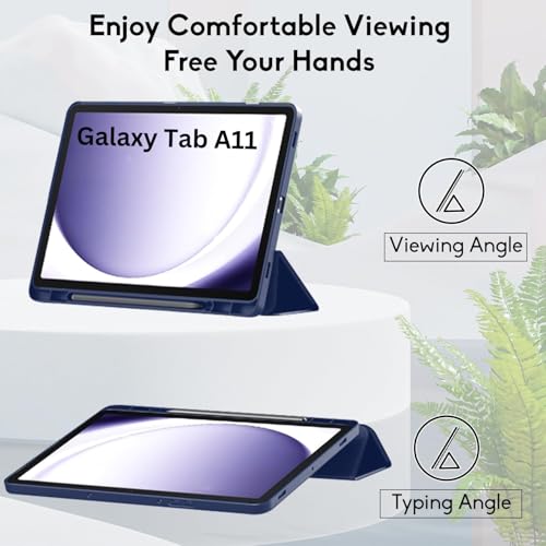 Image of TechTrendz Smart Trifold Flip Case for Samsung Galaxy Tab A11 8.7 inch [SM-X133, SM-X135] Support S Pen Magnetic Attachment Shockproof Trifold Stand Flip Cover Tab A11 Auto Wake /Sleep (Blue)