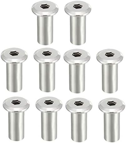 sourcing map M8x20mm Hex Socket Head Insert Nut Screw Post Sleeve Nut for Furniture 10pcs