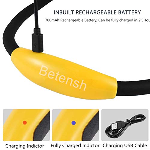 Betensh BTS-920-LI-YELLOW Rechargeable 4 Led Book Light Bright Neck Hug Light, Reading Lights For Reading In Bed, 3 Brightness Levels, Flexible Soft Rubber Arms thumb #4