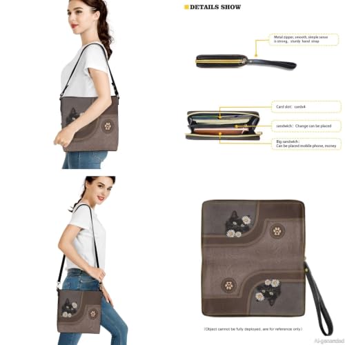 Image of Bucket Crossbody Bag Set for Women Lady, Leather Purse and Wallet Set Large Bucket Bag with Wallet
