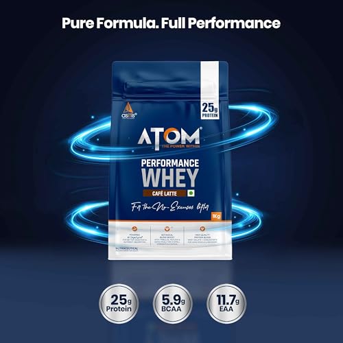 Image of Asitis Nutrition ATOM Performance Whey 1Kg | With Safed Musli & Mucuna Pruriens | For Faster Recovery | Highly Bioavailable | Cafe latte flavor