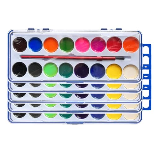 Juego de pintura de acuarela – 8.66 pulgadas de pintura de 5 piezas | Colores redondos medio secos – 80 g de pigmentos brillantes para niños y adultos, proyectos de arte, perfecto para dibujar
