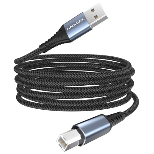 Druckerkabel 3 m,USB-Druckerkabel mit Nylonummantelung 2.0 Typ A Stecker auf B Stecker Kabel Scannerkabel High Speed Kompatibel mit HP,Canon,Dell,Epson,Lexmark,Xerox,Samsung und weiteren