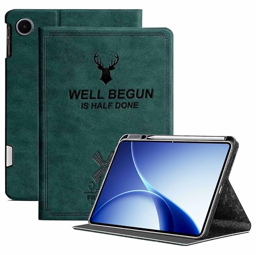Image of ProElite Case Cover for Oppo Pad 5 12.1 inch Case, Deer Flip case Cover for Oppo Pad 5 12.1 inch Case with Pen Holder [Auto Sleep Wake Feature], Dark Green