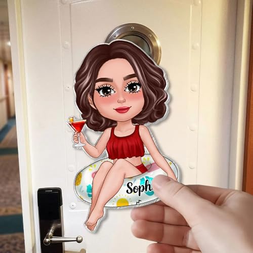 Imán personalizado para puerta de crucero con diseño de chica miniatura 6