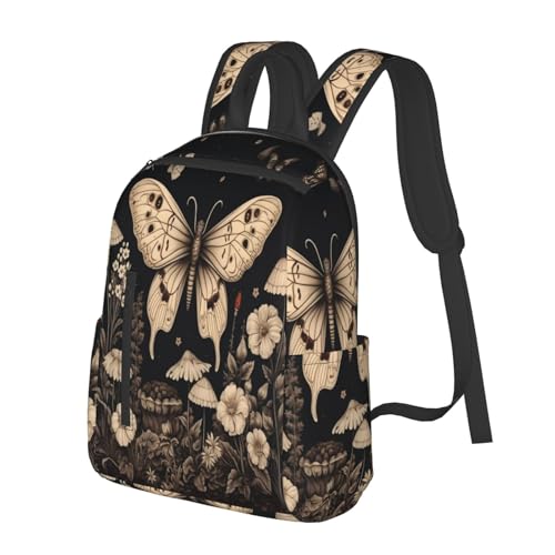 Backpack For Women Men Gothic Floral Butterflies Aesthetic Retro Botanical Bookbag Lightweight Travel Casual Daypack Water Resistant Outdoor Hiking Sport Rucksack2