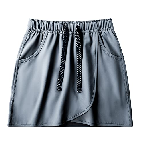 Kid1234 Girls Tennis Skirt High Waisted Golf Skort Athletic Skirt For Kids Running Quick Dry Workout With Pockets And Shorts Grey #TOP29