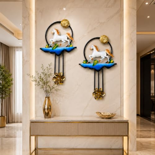 Image of Framing Hub - Handpainted Multicolor Metal Horse Wall Decor Set of 2 Iron Wall Art Decorative Home Showpiece for Living Room Bedroom (16 x 26 Inch)