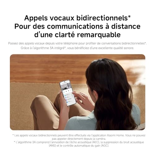 XIAOMI Smart Camera C100 | Qualité 2K Ultra Claire (3MP) | WiFi 6 & Vision Nocturne Couleur | Détection Humaine IA & Appel Vocal | Appairage Bluetooth