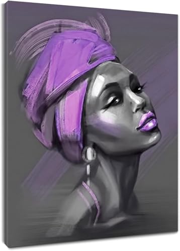 Toile murale femmes africaines TONGYINLI 60x80cm art abstrait violet pour salon