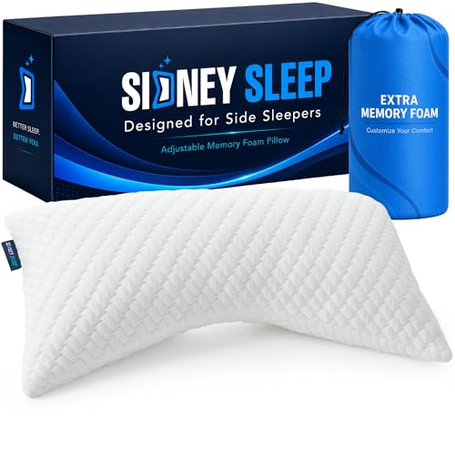 Image of Sidney Sleep Adjustable Curved Pillows for Neck and Shoulder Support with Extra Shredded Fill - Cervical Contour Pillow for Side and Back Sleeper - King Size - 19 inchx36 inch CertiPUR-US Certified (White)