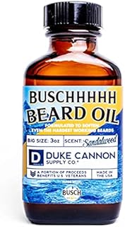 Duke Cannon Supply Co. Busch Beard Oil, 3oz, Sandalwood Scent - Softening, Conditioning Beard Oil Made With Busch Beer