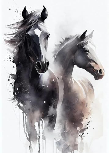 Peinture sur toile cheval grand format : sublimez un mur vide avec cette décoration 60x90cm